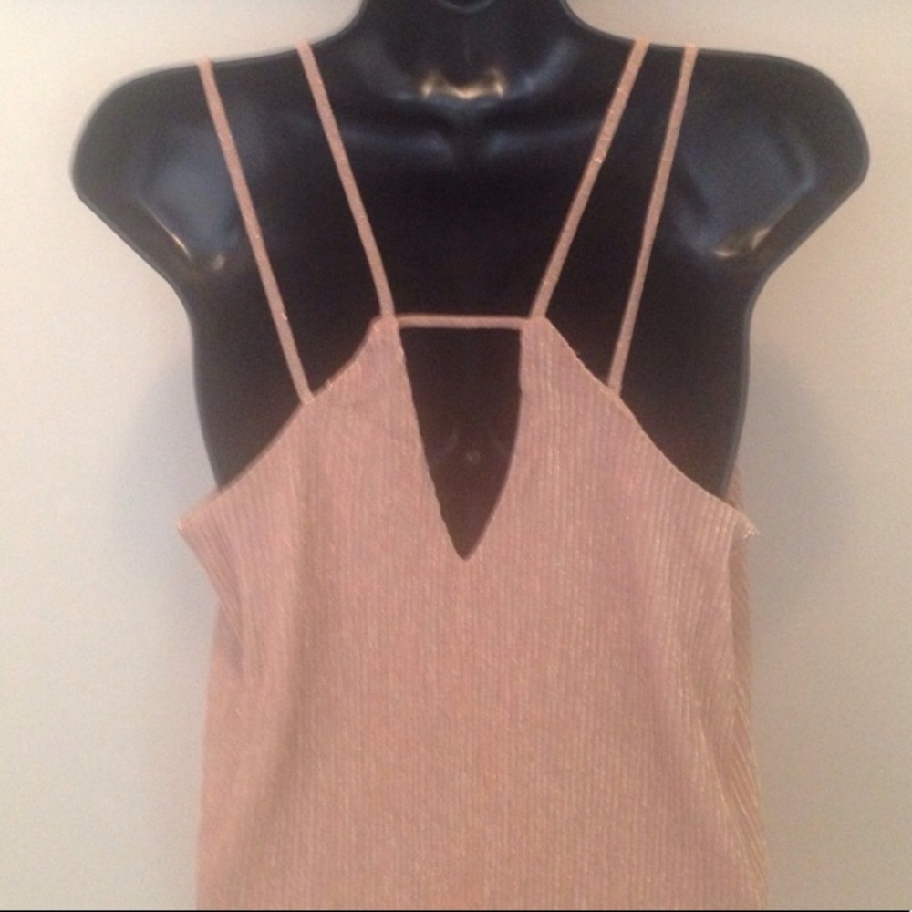 NWT Lined Rose Gold Cutout Strappy Tank - Picture 4 of 4